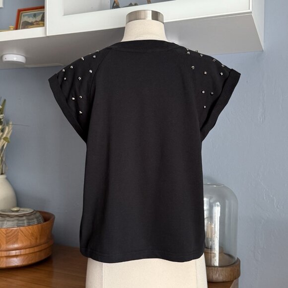 NWT The Greii Black Studded Raglan Cap Sleeve Top - Picture 4 of 8
